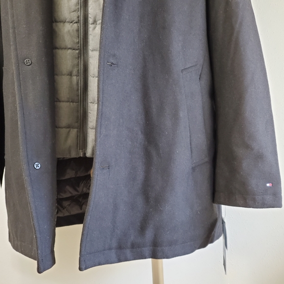 NWT Tommy Hilfiger Gray Melton Car Coat with attached Vest Size XL $275 - Picture 10 of 16